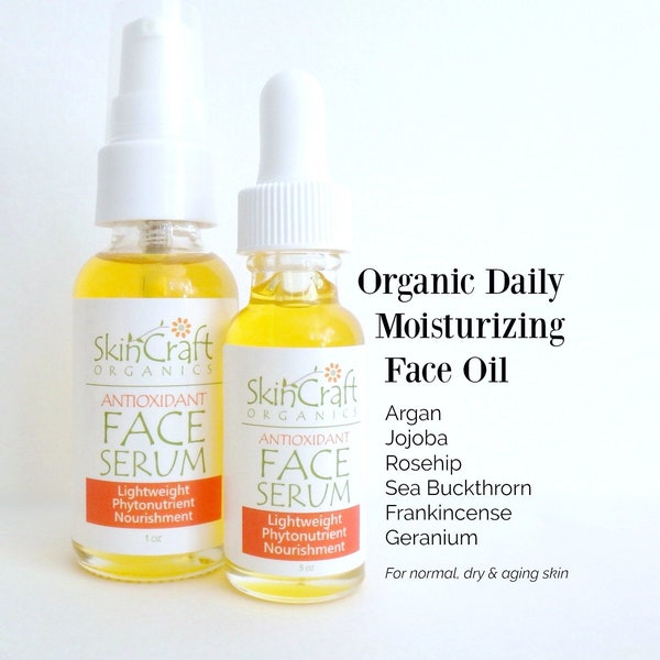 Organic Argan Face Oil - Anti Aging & Dry Skin Moisturizer - Natural Facial Serum w/ Rosehip, Sea Buckthorn - Dry Skincare Treatment - .5 oz