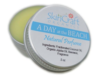 Beach Scent Solid Perfume - Suntan Lotion Scented Fragrance - Sand, Sun & Fun Perfume - Holiday Gift, Vacation Scent for Women - .5 oz Tin