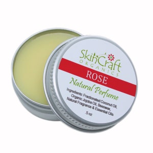 Rose Perfume - Solid Perfume made w/ Fragrance & Essential Oils -  Romantic Rose Scent Gift for Mom, Wife, Girlfriend Birthday - .5 oz Tin