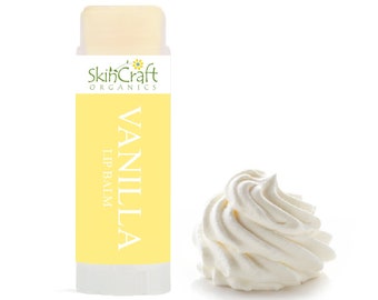 Natural Vanilla Lip Balm - Buttercream or Sugar Cookie Scent Lip Care w/ Organic Coconut Oil & Raw Beeswax - Cruelty Free Natural Chapstick