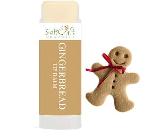Natural Gingerbread Lip Balm - Organic Ginger Scent Chapstick for Dry, Chapped Lips - Essential Oil Lip Balm - Holiday Scented Lip Balm