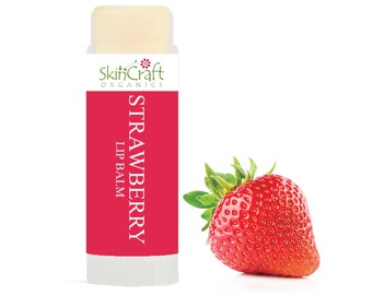 Natural Strawberry Lip Balm  -  Organic Strawberry Lip Balm - Strawberry Chap Stick - Natural & Organic