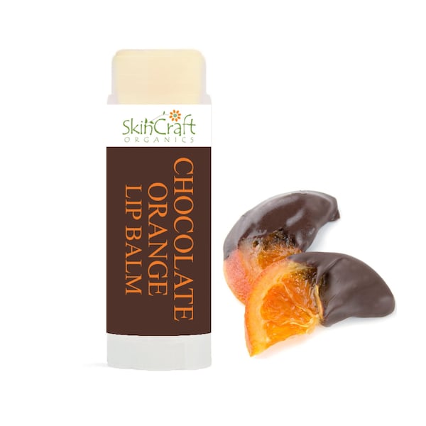 Organic Chocolate Orange Lip Balm - Natural Lip Care Treatment for Dry, Chapped Lips - Chocolate Orange Candy Scent Chapstick