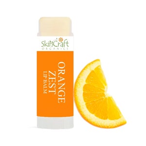 Organic Lip Balm - Natural Orange Lip Balm w/ Organic Coconut Oil & Domestic Raw Beeswax - Glides On Like Silk