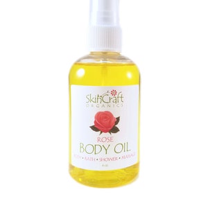 Rose Body Oil Spray Natural Rose Fragrance Moisturizer Rose Bath, Shower, Massage & Hair Oil for Oily Dry Skin w/ Organic Jojoba image 4
