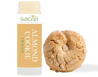 Almond Cookie Lip Balm - Almond Biscotti Scent Natural Lip Care w/ Organic Coconut Oil & Raw Beeswax - Cruelty-Free Natural Chapstick