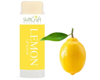 Natural Lemon Lip Balm - Organic Lemonade Chapstick for Dry, Chapped Lips - Organic Coconut & Essential Oils, Cruelty Free Beeswax