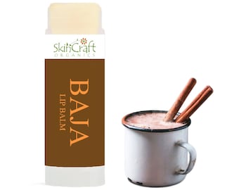 Chocolate Spice natuurlijke lippenbalsem - biologische cacaoboter met kaneel, kruidnagel en vanille - Mexicaanse warme chocolademelk lippenbalsem - leuk, pittig cadeau