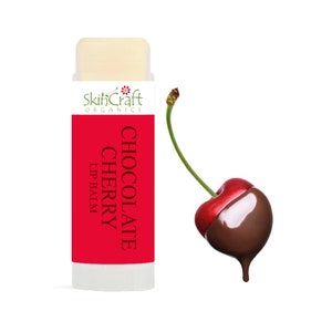Organic Chocolate Cherry Lip Balm - Natural Lip Care for Dry, Chapped Lips - Chocolate Covered Cherry Scent Chapstick