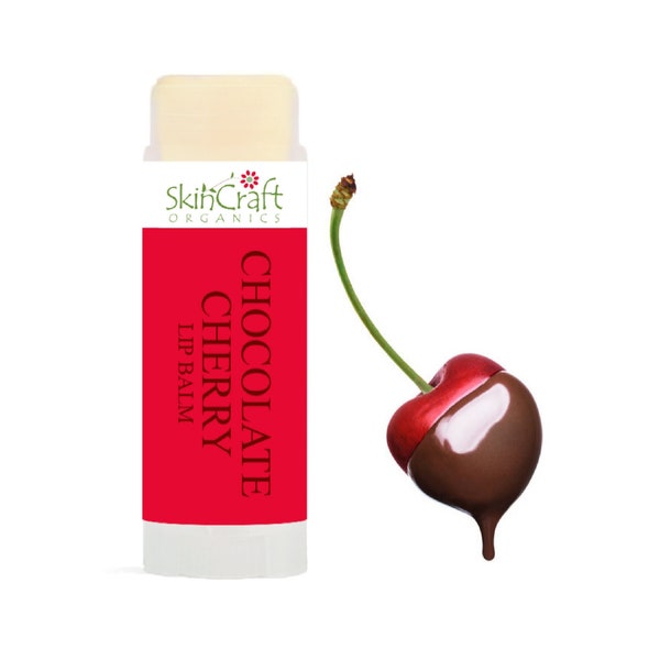 Organic Chocolate Cherry Lip Balm - Natural Lip Care Treatment for Dry, Chapped Lips - Chocolate Covered Cherry Scent Chapstick