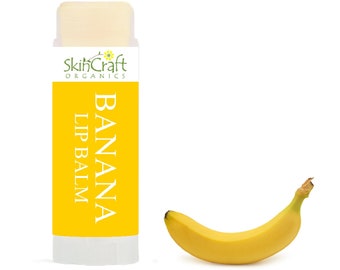 Bálsamo labial orgánico de plátano - Cuidado natural para labios secos y agrietados - Bálsamo labial natural con aroma a tarta de crema de plátano - Un regalo divertido para ella.