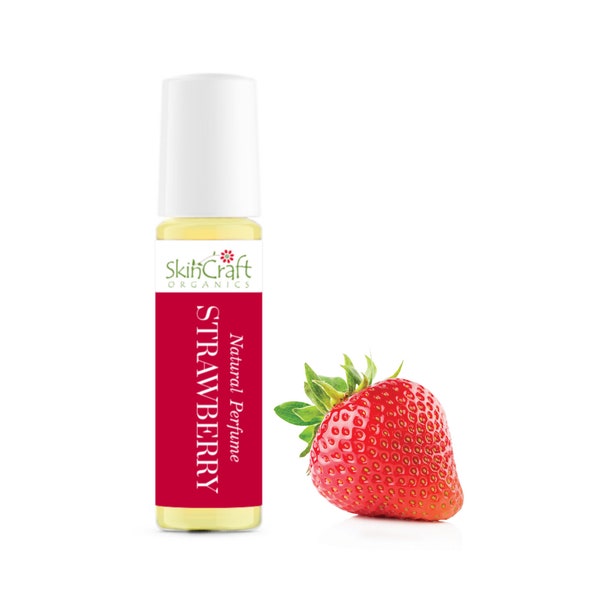 Natural Strawberry Perfume Oil Roll On - Sweet Fruity Scent - Organic Strawberry Fragrance - Gift for Mom, Girlfriend, Wife - .35 oz / 10 mL