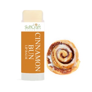 Sticky Cinnamon Bun Natural Lip Balm - Organic Cinnamon Roll Lip Balm for Dry, Chapped Skin - Natural Cinnamon Chapstick - Fun Gift for Her