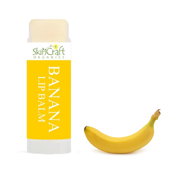 Organic Banana Lip Balm - Natural Lip Care Treatment For Dry, Chapped Lips - Banana Cream Pie Natural Chapstick - Fun Gift for Her