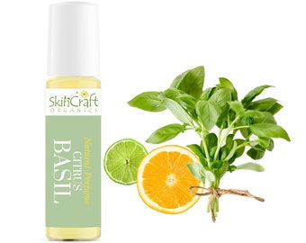 Natürliches Citrus Basil Parfümöl - Bio Roll-On Duft - Handgemachtes Unisex Kräuterduft Köln Geschenk für Männer & Frauen 10 ml
