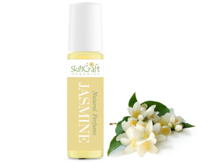 Jasmine Perfume Oil in Roll On Bottle - Jasmine Essential Oil, Natural Fragrance - Christmas Holiday Gift for Women - .35 oz / 10 ml