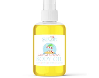 Beach Scent Body Oil Spray - Suntan Lotion Scented Moisturizing Bath, Massage, Hair Oil - Summer Sand & Sea Fragrance Gift for Women