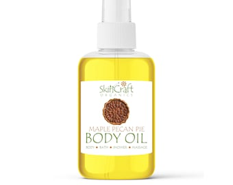 Aceite corporal en aerosol de pastel de nueces pecanas - Hidratante con aroma natural de arce y praliné de nueces pecanas - Aceite para ducha, masajes y cabello con aroma a panadería de nueces - Regalo para ella