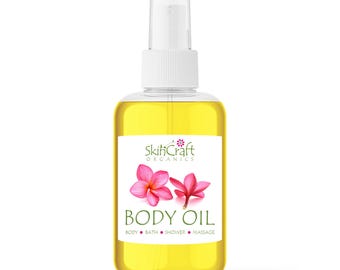 Plumeria Body Oil Spray - Hawaiian Flower Scented Moisturizing Bath, Massage, Hair Oil - Tropical Floral Fragrance Gift for Women