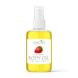 Strawberry Body Oil Spray - Natural Sweet Berry Moisturizing Bath, Massage, Hair Oil - Natural Skincare -  Strawberry Scent Spa Gift for Her