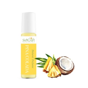 Pineapple Coconut Pina Colada Natural Fragrance Roll On Perfume Oil - Tropical Caribbean Scent Perfume Gift for Her .35 oz / 10 ml