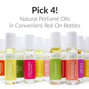 Wählen Sie 4 Parfümöle - Roll-On Duft Düfte für Männer & Frauen - Roll-On natürliche Parfums - Roller Kugel duftende Körperöl Parfums - 10 ml