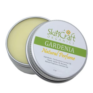 Gardenia Perfume - Solid Perfume -  Natural Gardenia Perfume - Floral Scent Fragrance - Holiday Day, Girlfriend,  Wife Gift - .5 oz Tin