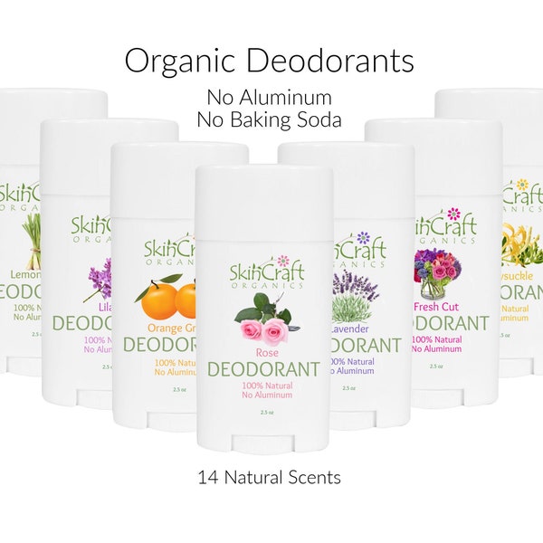 Natural Deodorants - Organic Deodorant Sticks - Variety of 14 Natural Fragrance Scents - Aluminum Free, Baking Soda Free, Gentle, Effective