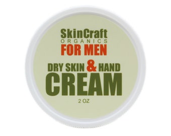 Men's Organic Hand & Foot Cream - Natural Intensive Dry, Cracked Skin Care Healing Treatment Creamy Salve - Christmas Gift for a Him - 2 oz