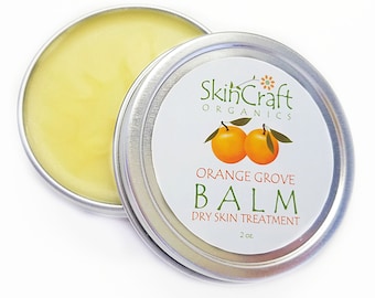 Orange Dry Skin Balm - Orange Salve w/ Organic Jojoba, Coconut Oils & Essential Oil - Natural Skin Care for Dry Winter Skin - 2 oz