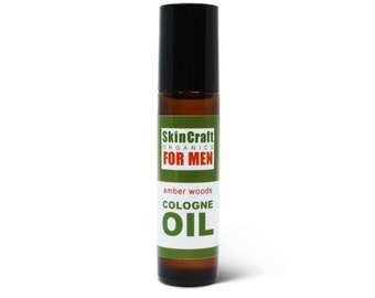 Natural Cologne Oil for Men - Amber Woods Vanilla Musk Men's Vegan Roll On Natural Fragrance Perfume Oil - Birthday Gift for Him - 10 mL