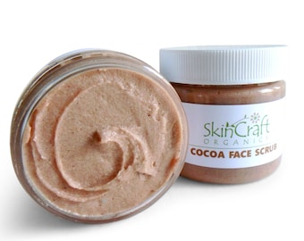 Cocoa Sugar Face & Lip Scrub – Organic Vegan Exfoliating Cleanser (2 oz)
