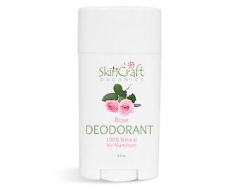 Organic Rose Deodorant - Natural Personal Care Solid Deodorant Stick w/ Arrowroot Powder, No Baking Soda, No Aluminum, Non GMO - 2.5 oz