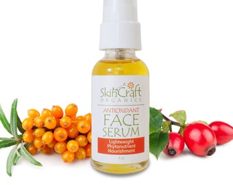 Organic Face Oil Anti Aging Moisturizer Serum - Natural Facial Skin Care for Wrinkles & Dry Skin -  w/ Organic Argan, Antioxidants - 1 oz