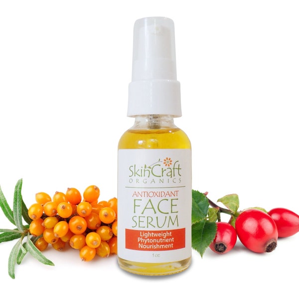 Organic Face Oil Anti Aging Moisturizer Serum - Natural Facial Skin Care for Wrinkles & Dry Skin -  w/ Organic Argan, Antioxidants - 1 oz