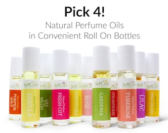 Pick 4 Perfume Oils - Roll-On Fragrance Scents for Men & Women - Roll On Natural Perfumes - Roller ball Scented Body Oil Perfumes - 10 mL