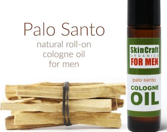 Palo Santo Cologne for Men - Wood Scent w/ Essential Oil, Natural Fragrance - Outdoorsy Roll On Perfume Oil - Christmas Gift for Him - 10 mL