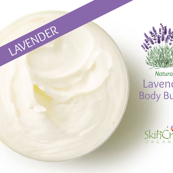 Natural Lavender Body Butter Moisturizer - Whipped Hand & Body Cream - Thick Lotion for Dry Skin - Organic Essential Oil - Mother's Day Gift