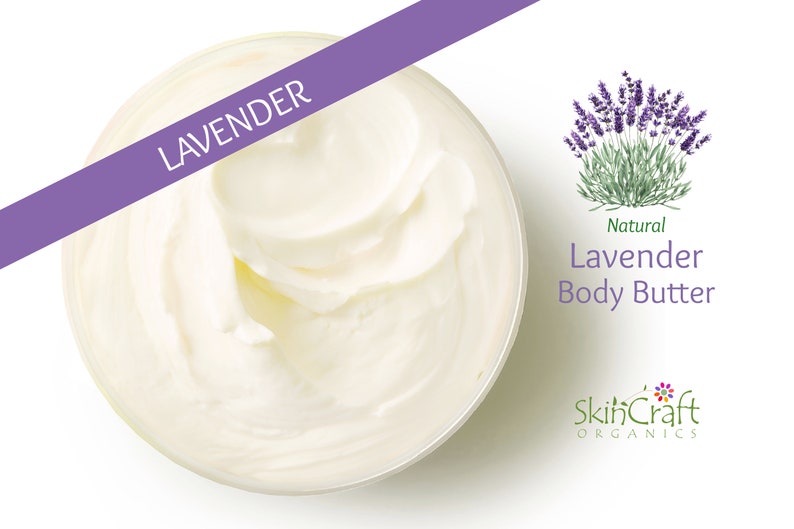 Natural Lavender Body Butter Moisturizer Whipped Hand & Body Cream Thick Lotion for Dry Skin Organic Essential Oil Mother's Day Gift image 1