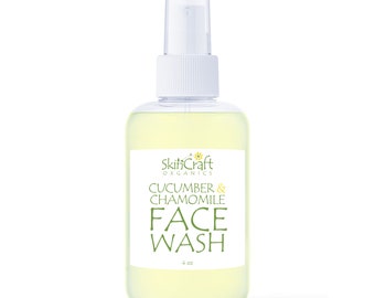 Gentle Face Wash Gel - Natural Facial Cleanser for Sensitive, Oily, Dry Skin - Hydrating Aloe, Cucumber & Chamomile Soothing Face Wash