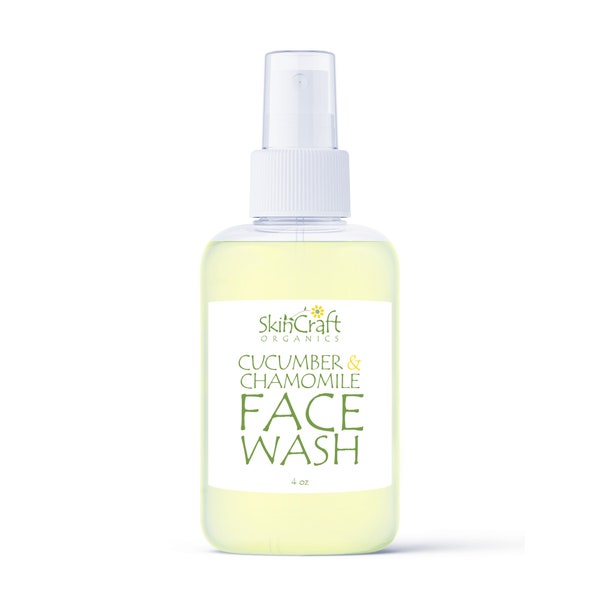 Gentle Face Wash Gel - Natural Facial Cleanser for Sensitive, Oily, Dry Skin - Hydrating Aloe, Cucumber & Chamomile Soothing Face Wash