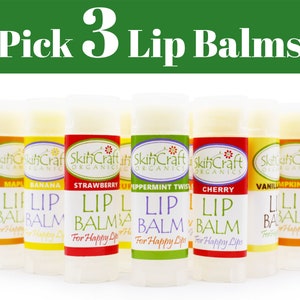 Natural Lip Balms Choose 3 Pack from 25 of my Best Lip Balm Flavor Scents for Men & Women Pick 3 Organic Chap Sticks w/ Raw Beeswax image 2