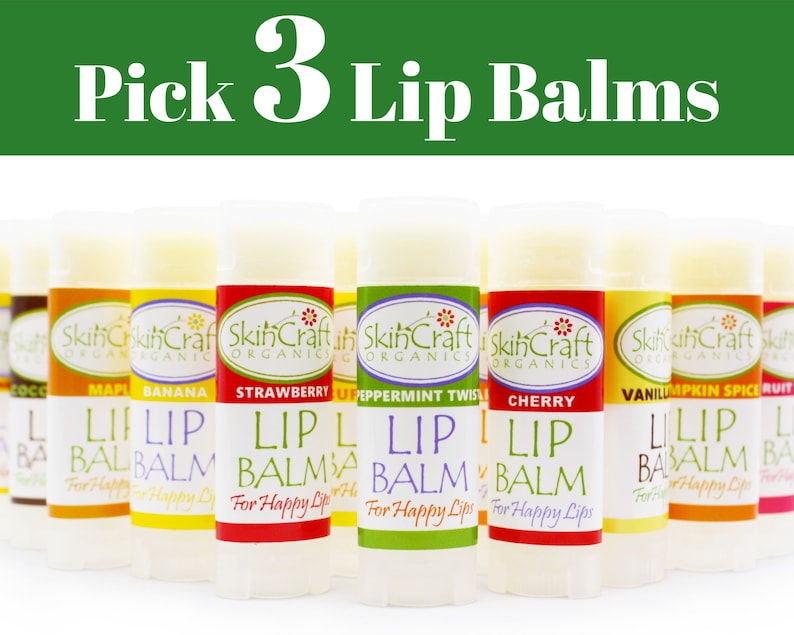 Natural Lip Balms Choose 3 Pack from 25 of my Best Lip Balm Flavor Scents for Men & Women Pick 3 Organic Chap Sticks w/ Raw Beeswax image 2