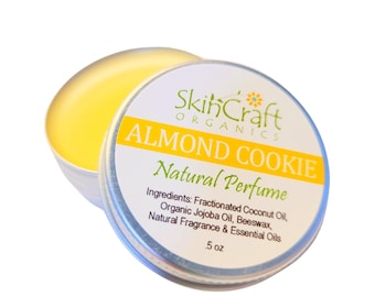 Almond Cookie Perfume - Solid Scent Perfume -  Natural Almond BiscottiFragrance Girlfriend, Mom, Wife Birthday Gift - .5 oz Tin