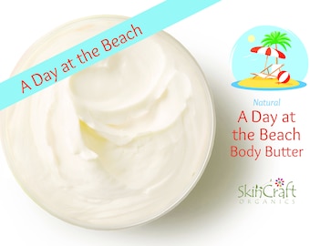 Natural Beach Scent Body Butter - Moisturizer for Dry Skin - Sand & Sea Suntan Lotion Scent Cream Lotion - All Skin Types - Gift for Her