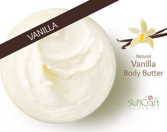 Natural Vanilla Body Butter Moisturizer - Organic Whipped Shea Lotion w/ French Vanilla Butter Cream Scent - Vegan Birthday Gift for Women