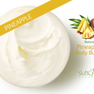 Natural Pineapple Body Butter - Tropical Scent Moisturizer - Pina Colada Lotion - Pineapple Scent Hand & Body Cream - Vegan Gift for Her