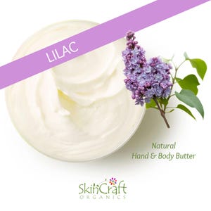 Natürliche Flieder Körperbutter Feuchtigkeitscreme - Vegane geschlagene vegane Körperlotion für trockene Haut - Spa, Geburtstag, Frühling Duft Geschenk für Frauen