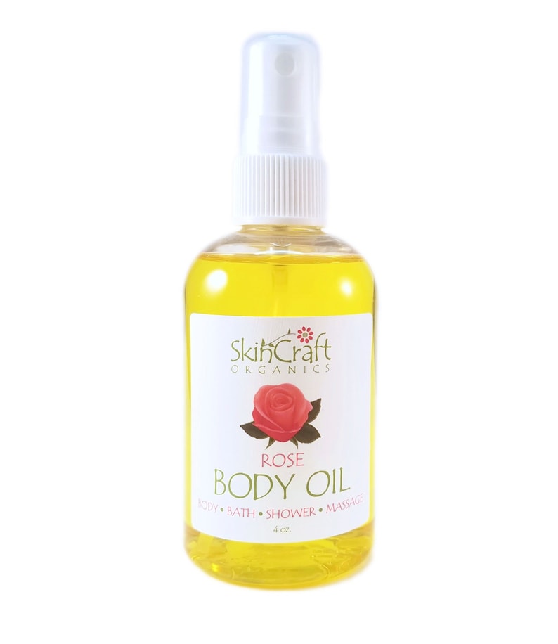 Rose Body Oil Spray Natural Rose Fragrance Moisturizer Rose Bath, Shower, Massage & Hair Oil for Oily Dry Skin w/ Organic Jojoba image 4