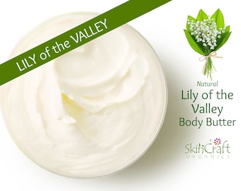 Natural Lily of the Valley Body Butter Cream - Floral Moisturizer Lotion for Dry Skin - Luxurious Spa Birthday Gift for Girlfriend, Mom
